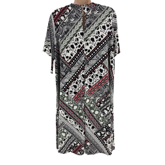 Size 1X 16 PATCHWORK MIXED‎ PRINT EMBELLISHED SWING DRESS Summer Wedding PLUS SZ - Picture 5 of 8